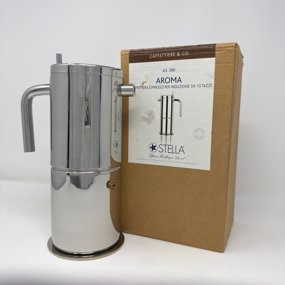Stella Aroma Art 388 Espresso Maker 10 Cup Induction 18/10 Stainless Steel Italy